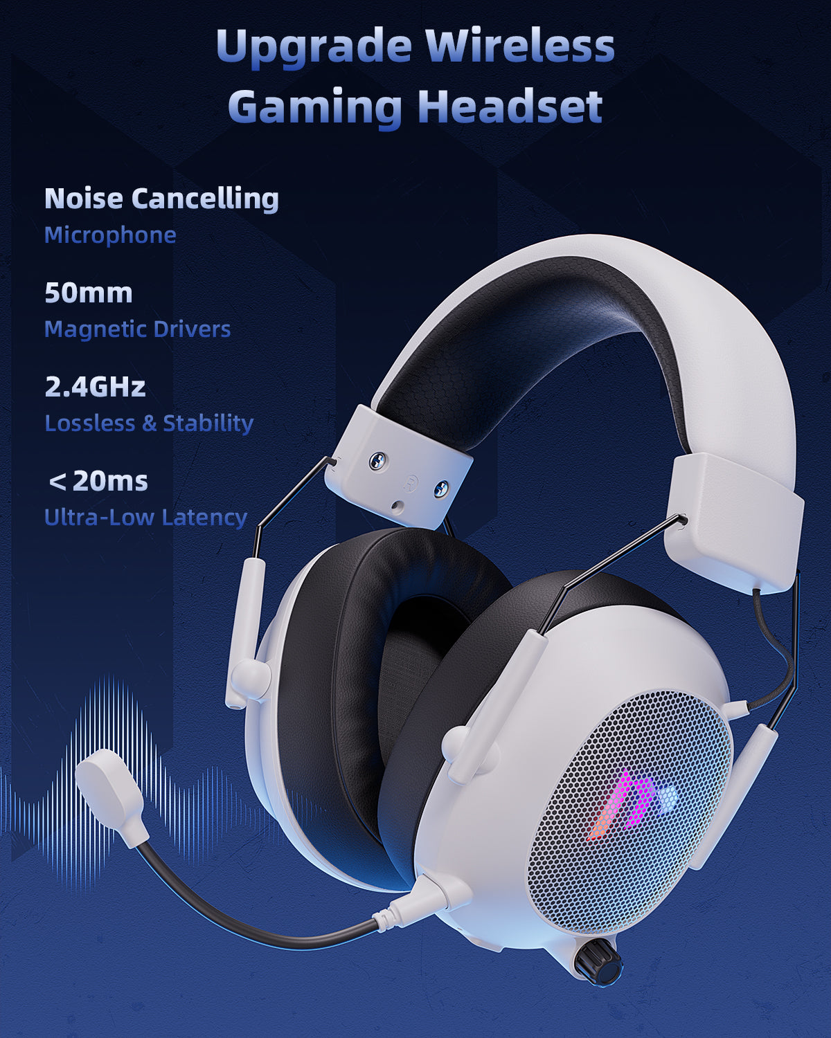 Mytrix Tac Master 2.4GHz Wireless Gaming Headset with Noise Canceling Microphone for PC, PS4, PS5, Mac, Bluetooth 5.3 Gaming Headphones with RGB Light, Surround Sound, 48H Battery (Black) Mytrix Tac Master 2.4GHz Wireless Gaming Headset with Noise Canceling Microphone for PC, PS4, PS5, Mac, Bluetooth 5.3 Gaming Headphones with RGB Light, Surround Sound, 48H Battery (Black)